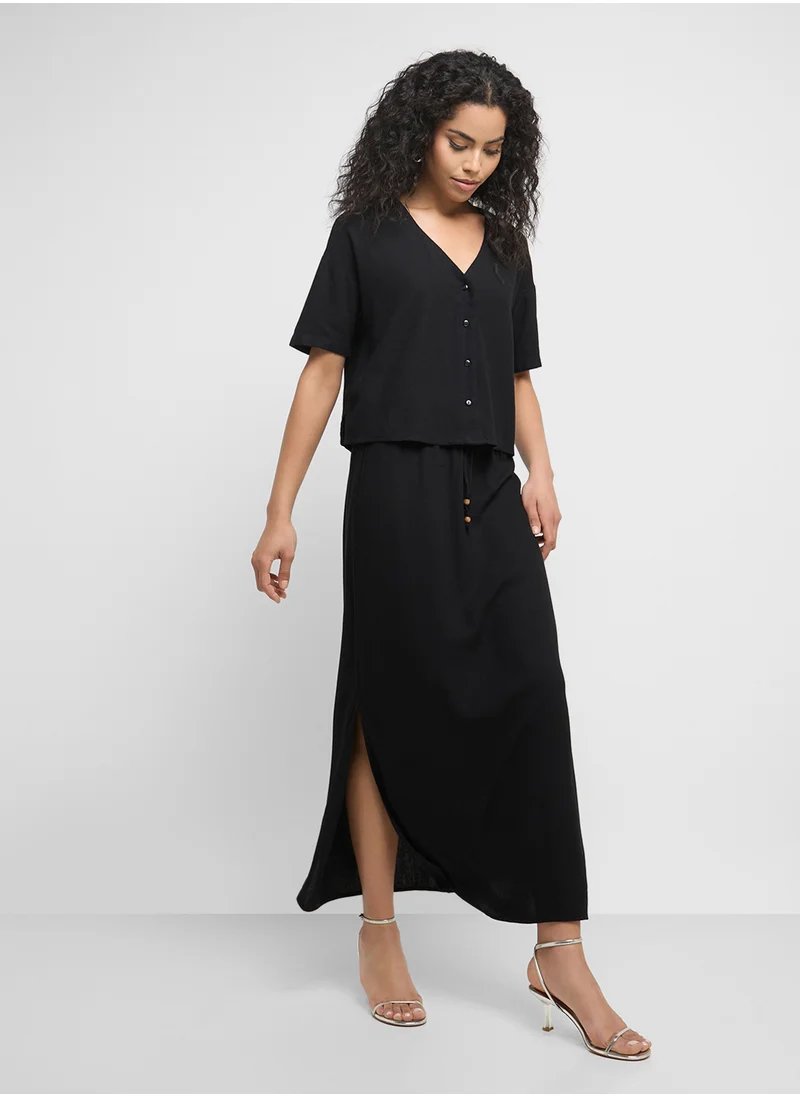 VERO MODA High Waist Slited Long Skirt