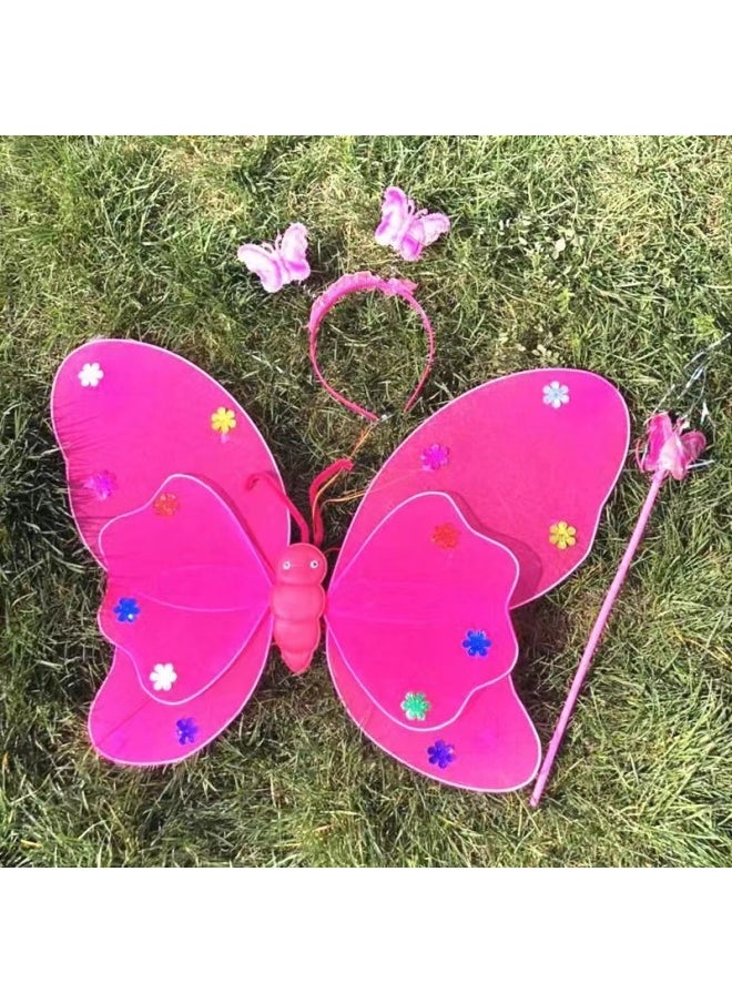 ماركة غير محددة LED Light Butterfly Wings Stall Square المنتجات الشعبية أجنحة الفراشة مزدوجة الطبقة أجنحة ثلاث قطع ملابس أداء المبيعات اللون: أجنحة فراشة مزدوجة الطبقة غير مضيئة [أرجواني]]  - Image 4