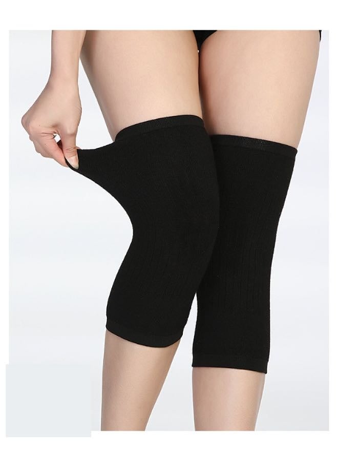 1-Pair Knit Cashmere Warm Supports Knee Brace Soft Comfortable Knee Sleeve Wrap Circulation Improvement Kneepad Leg Warmer Joint Band for Men and Women, Applicable Population Weight: 50-80kg - Image 1