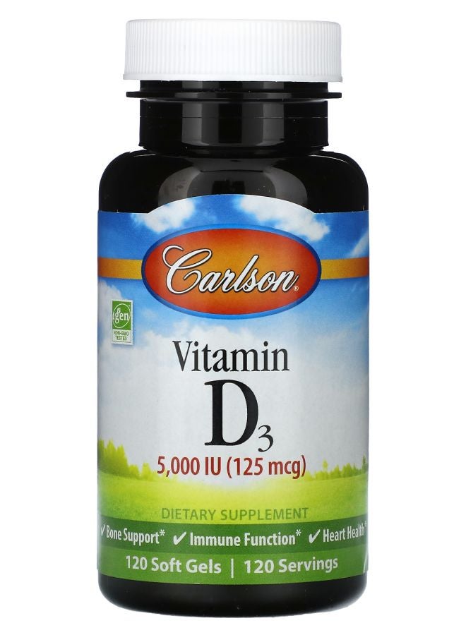 Carlson Vitamin D3 125 mg (5000 IU) 120 Soft Gels