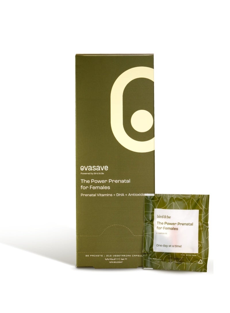 Ovasave Power Prenatal for Females - 210 Softgels - Fertility Support with Algae Oil DHA (Omega-3), CoQ10 and N-Acetyl Cysteine - 7 Softgels Daily - 30-Day Supply - Image 1