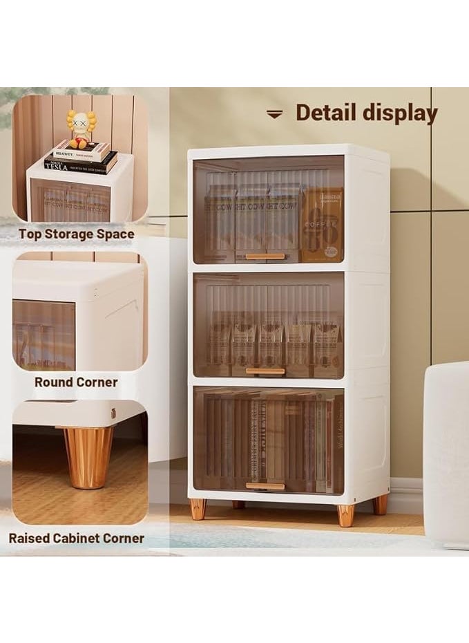 Krishn Kunj Krishn Kunj Plastic Cupboard for Clothes Foldable Wardrobe Organizer with Durable Storage Shelves Lightweight Closet Cabinet Easy Assembly Dustproof Waterproof Design for Home 3 Tier  - Image 2
