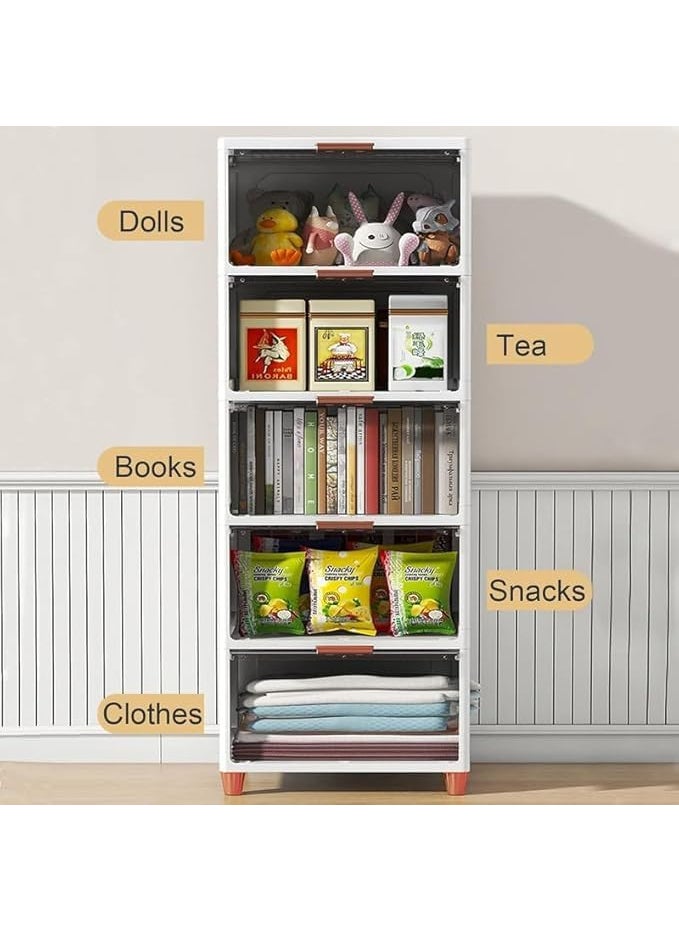 Krishn Kunj Krishn Kunj Plastic Cupboard for Clothes Foldable Wardrobe Organizer with Durable Storage Shelves Lightweight Closet Cabinet Easy Assembly Dustproof Waterproof Design for Home 3 Tier  - Image 4