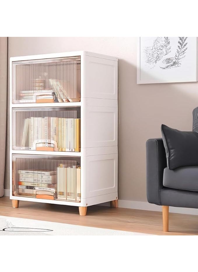 Krishn Kunj Krishn Kunj Plastic Cupboard for Clothes Foldable Wardrobe Organizer with Durable Storage Shelves Lightweight Closet Cabinet Easy Assembly Dustproof Waterproof Design for Home 3 Tier  - Image 1