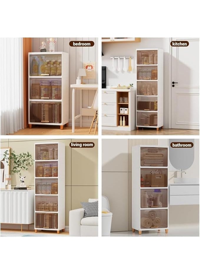 Krishn Kunj Krishn Kunj Plastic Cupboard for Clothes Foldable Wardrobe Organizer with Durable Storage Shelves Lightweight Closet Cabinet Easy Assembly Dustproof Waterproof Design for Home 3 Tier  - Image 5
