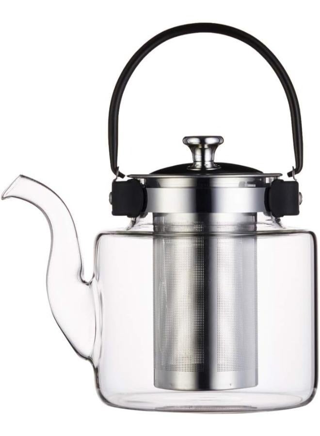 1200ml High Borosilicate Glass Teapot with Stainless Steel Tea Infuser and Handle  T-1200 - Image 1