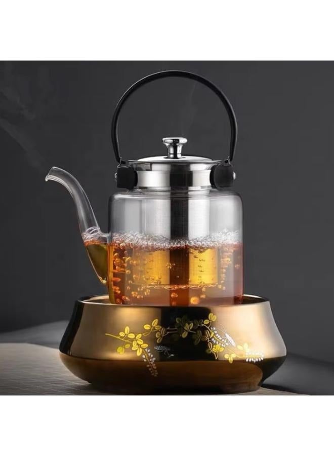 1200ml High Borosilicate Glass Teapot with Stainless Steel Tea Infuser and Handle  T-1200 - Image 4