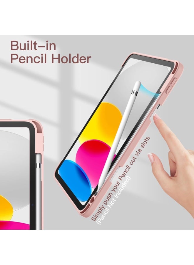 iPad (A16) case for the 11th/10th generation (2025/2022) with a pencil holder, thin transparent shockproof back cover with auto sleep/wake feature (pink) - Image 5