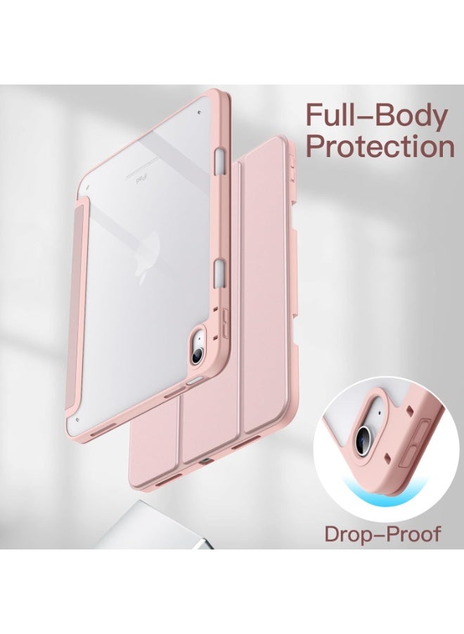 iPad (A16) case for the 11th/10th generation (2025/2022) with a pencil holder, thin transparent shockproof back cover with auto sleep/wake feature (pink) - Image 4