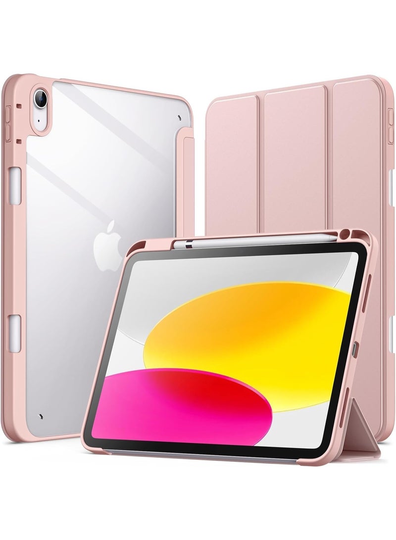 iPad (A16) case for the 11th/10th generation (2025/2022) with a pencil holder, thin transparent shockproof back cover with auto sleep/wake feature (pink) - Image 1