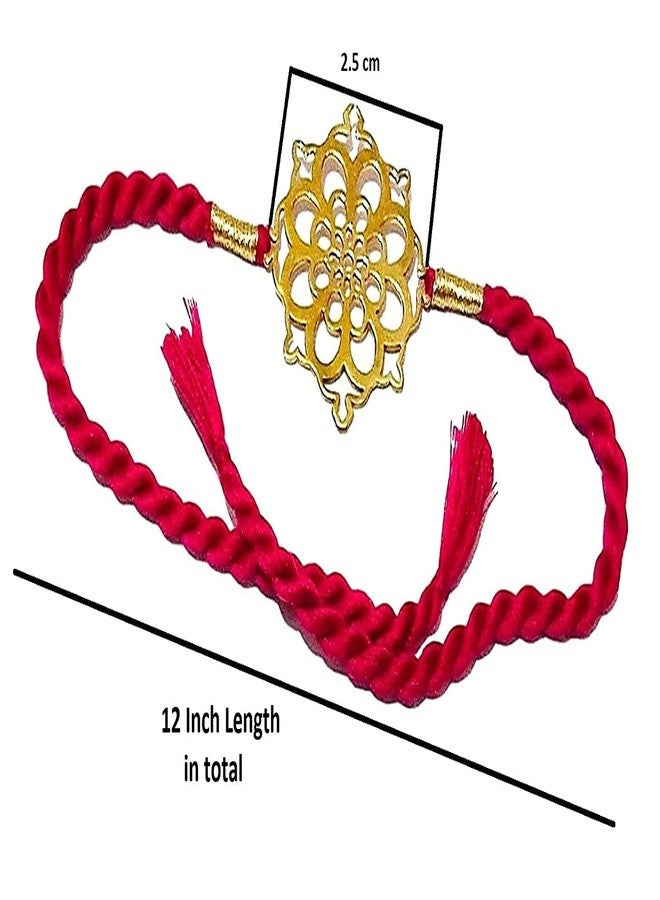 ATHZ Brass Rakhi Bracelet Rakhi for Brothers| Bhaiya| boys golden Dial Bhaiya Rakhi Available in Various colourful thread (Pink Brother Love Sister Brass Dial) - Image 3