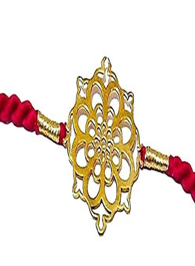 ATHZ Brass Rakhi Bracelet Rakhi for Brothers| Bhaiya| boys golden Dial Bhaiya Rakhi Available in Various colourful thread (Pink Brother Love Sister Brass Dial) - Image 2