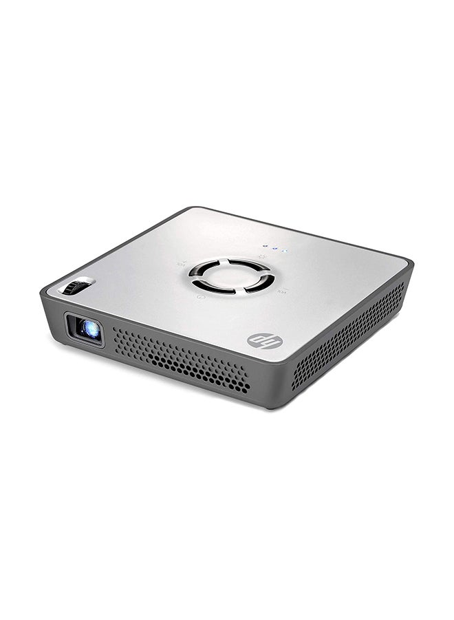 HP جهاز بروجيكتور لاسلكي صغير ومحمول يتميز بإضاءة LED مع مكبر صوت مدمج ببطارية قابلة لإعادة الشحن 99-002-00101-000 رمادي فضي - Image 1