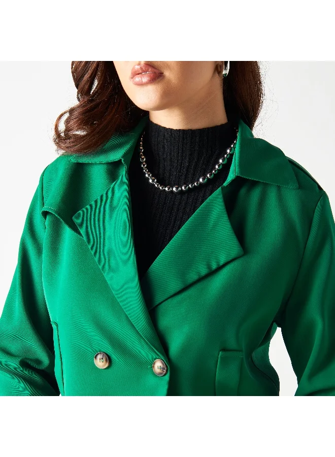 2Xtremz 2Xtremz Double Breasted Jacket with Notch Lapel and Asymmetric Hem