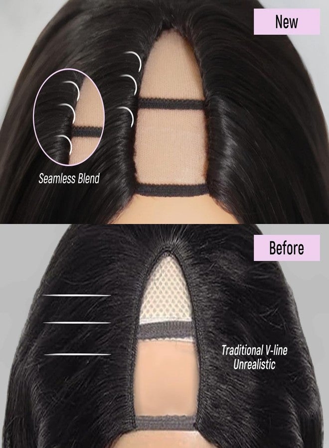 mscoco V Part Wig Human Hair Burmese Curly Glueless Wigs Human Hair Clip In Upgrade U Part Human Hair Wig with Drawstring 180% Density Natural Black 20inch - Image 4