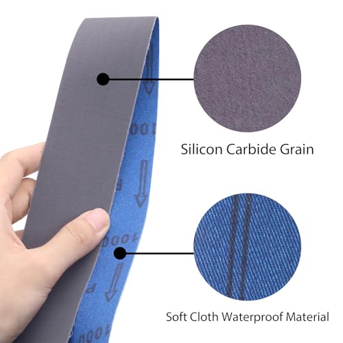 SHUTTLE GENIUS 2 x 72 Sanding Belts,2x72 Silicon Carbide Knife Sharpening Sander Belt, 2 Pcs Each of 600, 800, 1000 Grits Grinding Belts for Belt Sander,6 Pack - Image 5