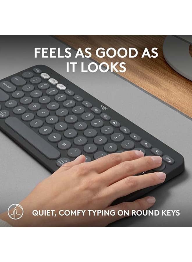 Logitech Pebble Keys 2 K380s, Multi-Device Bluetooth Wireless Keyboard with Customisable Shortcuts, Slim and Portable, Easy-Switch for Windows, macOS, iPadOS, Android, Chrome OS, ARA Layout Graphite - Image 5