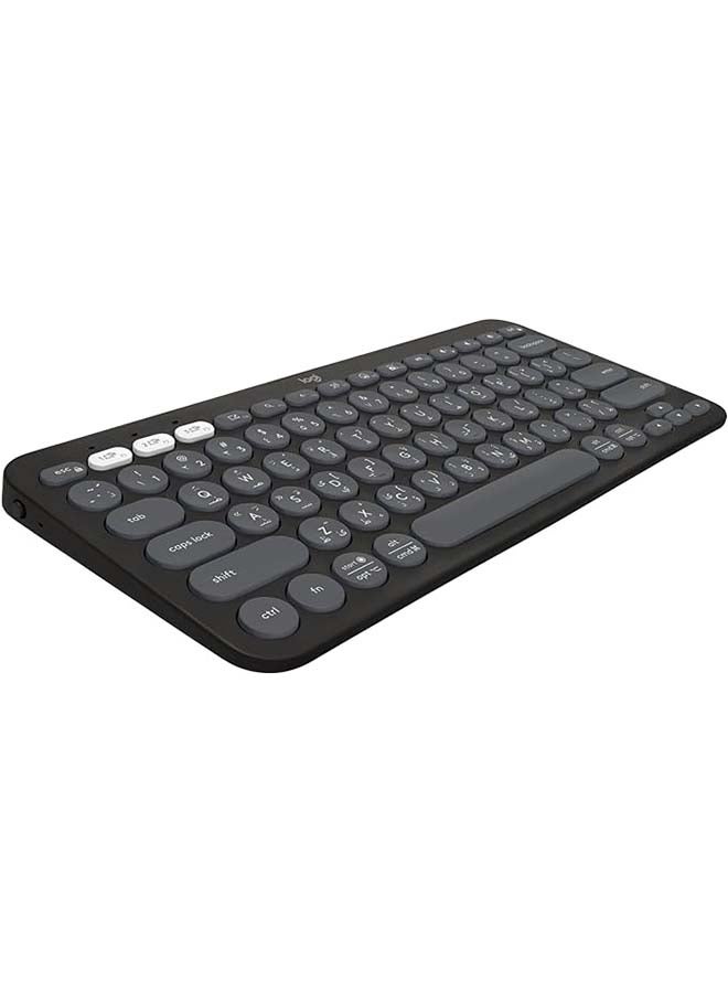 Logitech Pebble Keys 2 K380s, Multi-Device Bluetooth Wireless Keyboard with Customisable Shortcuts, Slim and Portable, Easy-Switch for Windows, macOS, iPadOS, Android, Chrome OS, ARA Layout Graphite - Image 1