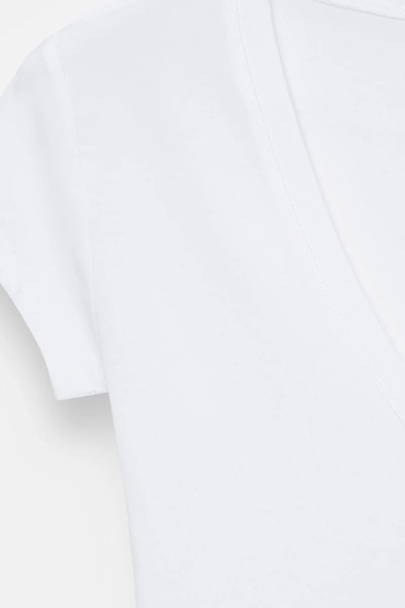 Dilvin White DILVIN Slim Fit V-Neck Jersey Blouse for Women | Best Price UAE