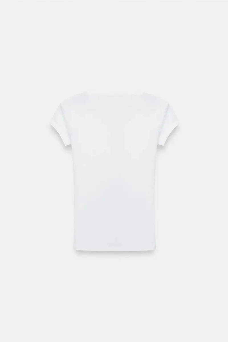 Dilvin White DILVIN Slim Fit V-Neck Jersey Blouse for Women | Best Price UAE