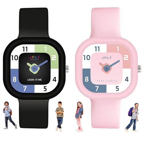 SPIKY Analog Watch For Kids Combo ( Black & Pink) | Water Resistant & Lightweight | Durable, Soft Silicone Strap | Stylish Unisex Birthday Gift | Analogue Wrist Watches For Boys & Girls | Age 3-14 Yrs | Pack of 2 - Image 1