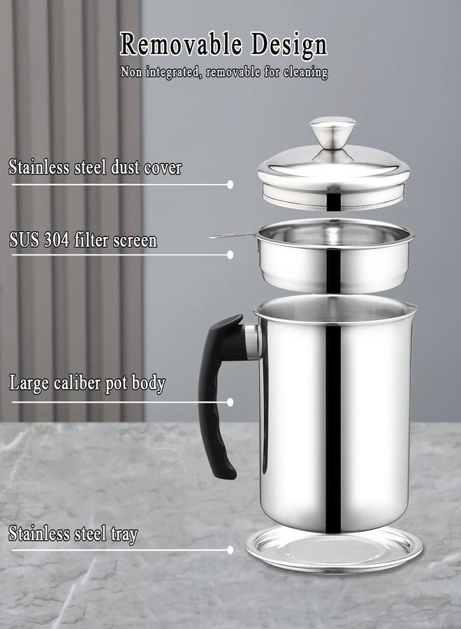 Berglander Bacon Grease Container with Filter 47 oz / 1.4 L, Stainless Steel Oil Storage Container with Fine Mesh Filter Dustproof for Storage of Fry Oil and Food Fat, Cookware Accessories - Image 5
