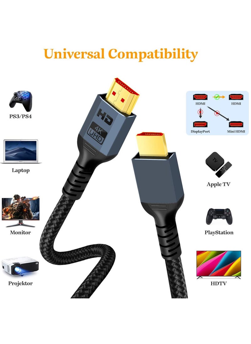 كابلريكا - كابل  HDMI 2.0 4K هرتز (3 متر)، 4K HDMI Lead عالي السرعة 18 جيجابت في الثانية، دعم ثلاثي الأبعاد، وظيفة إيثرنت، فيديو 4K UHD 2160p، HD 1080p، متوافق مع Fire TV HDTV PS3 4 PC - Image 1