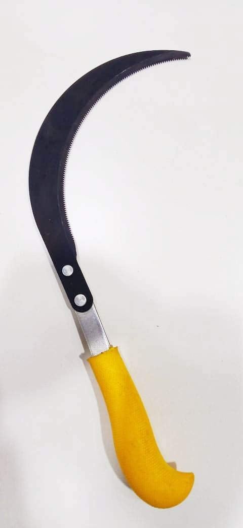 FTE FTE Yellow Pruning curved saw Fiber Handle Traditional handsaw light weight for Grass Cutting Gardening and Agriculture purpose Medium Size 33 cm  - Image 1