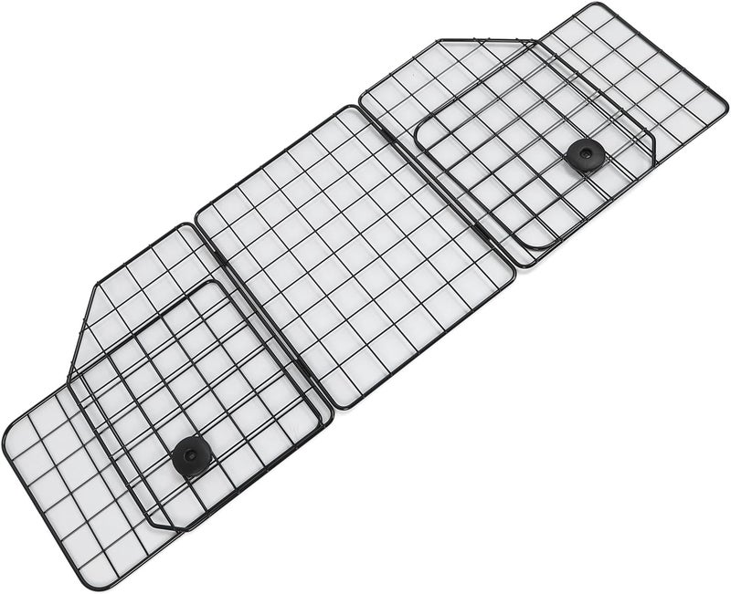 Adjustable Iron Dog Car Barrier, Pet Cargo Area Divider Gate, Sturdy Wire Mesh Pet Guard for SUV Van Sedan with Extension Panels and Straps, Black Trifold Design - Image 5