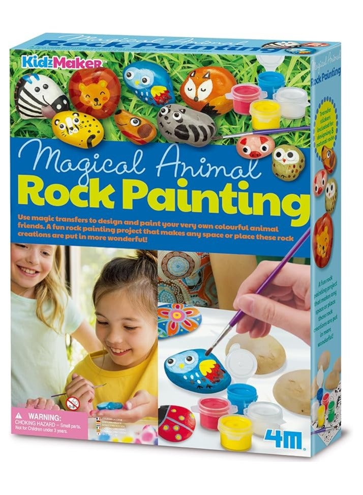 4M KidzMaker Paint Your Own Garden Rock Kit – Decorate 8 Animal-Shaped Stones with Paint Strip, Brush & Magic Transfer Stickers – Fun DIY Garden Art Activity for Kids Ages 5+ – Item Code: B07ZQVJR9R | 00-04756 - Image 1