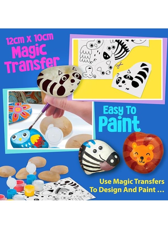4M KidzMaker Paint Your Own Garden Rock Kit – Decorate 8 Animal-Shaped Stones with Paint Strip, Brush & Magic Transfer Stickers – Fun DIY Garden Art Activity for Kids Ages 5+ – Item Code: B07ZQVJR9R | 00-04756 - Image 5
