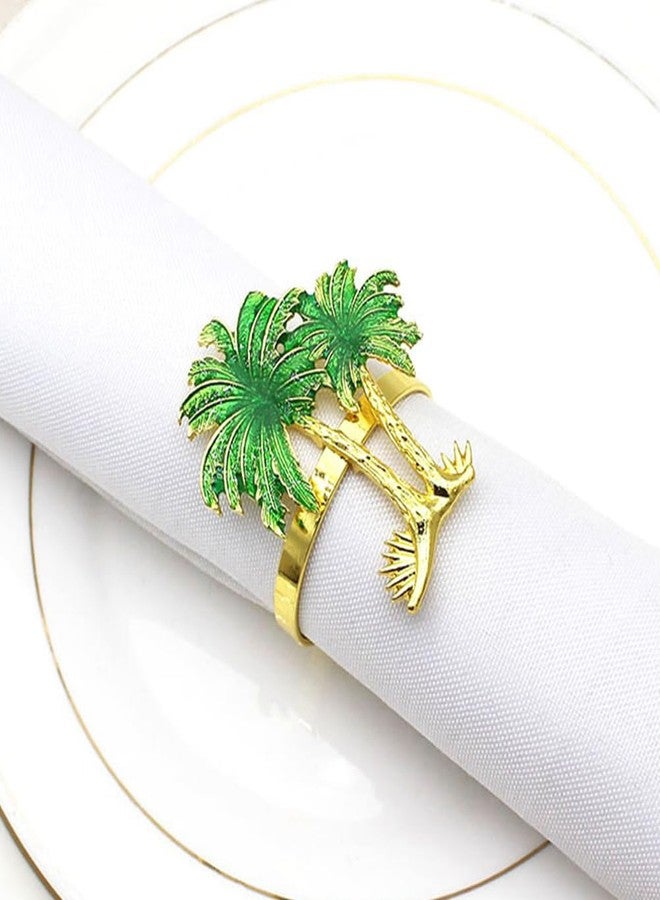 Amosfun Coconut Tree Napkin Rings Set of 4 Tropical Hawaiian Style Napkin Holders for Beach Parties Luau Table Decor - Image 5
