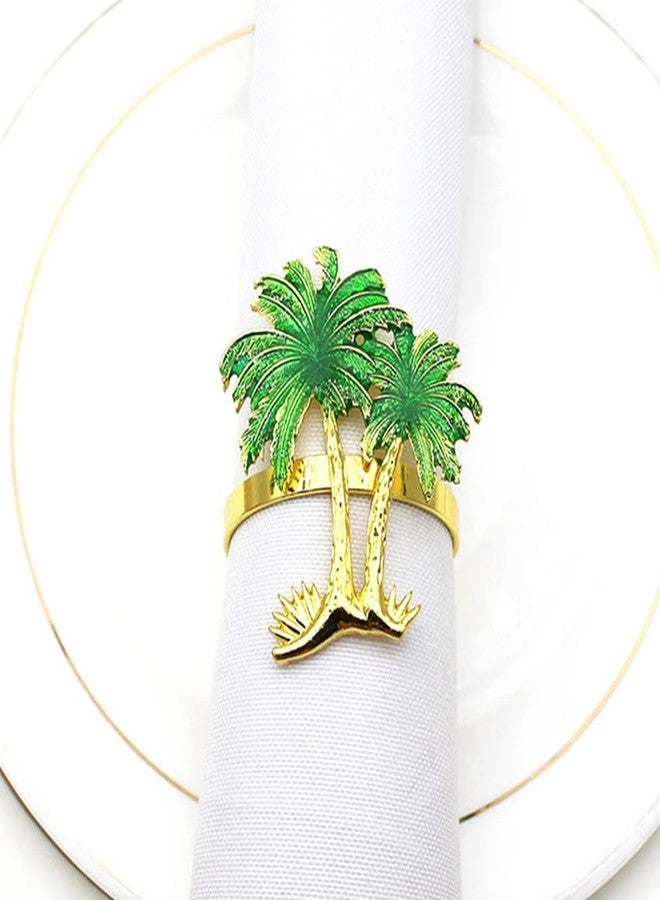 Amosfun Coconut Tree Napkin Rings Set of 4 Tropical Hawaiian Style Napkin Holders for Beach Parties Luau Table Decor - Image 4