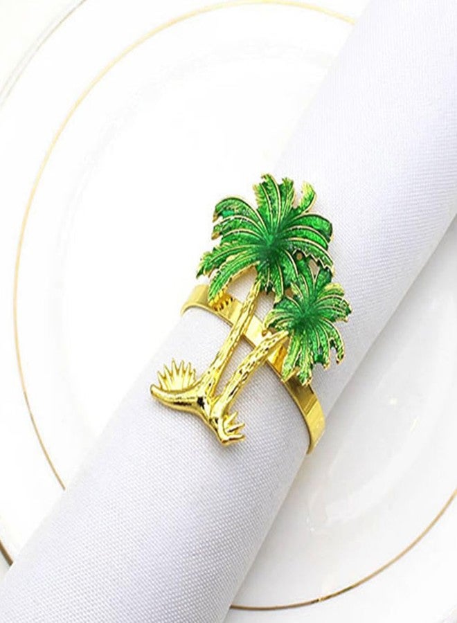 Amosfun Coconut Tree Napkin Rings Set of 4 Tropical Hawaiian Style Napkin Holders for Beach Parties Luau Table Decor - Image 2
