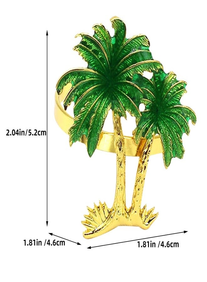 Amosfun Coconut Tree Napkin Rings Set of 4 Tropical Hawaiian Style Napkin Holders for Beach Parties Luau Table Decor - Image 3
