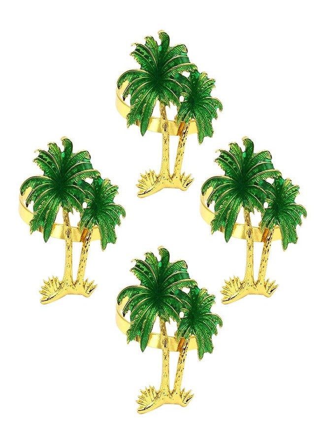 Amosfun Coconut Tree Napkin Rings Set of 4 Tropical Hawaiian Style Napkin Holders for Beach Parties Luau Table Decor - Image 1