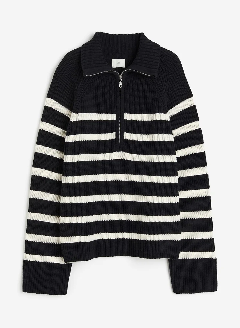 H&M Zip Neck Striped Sweater
