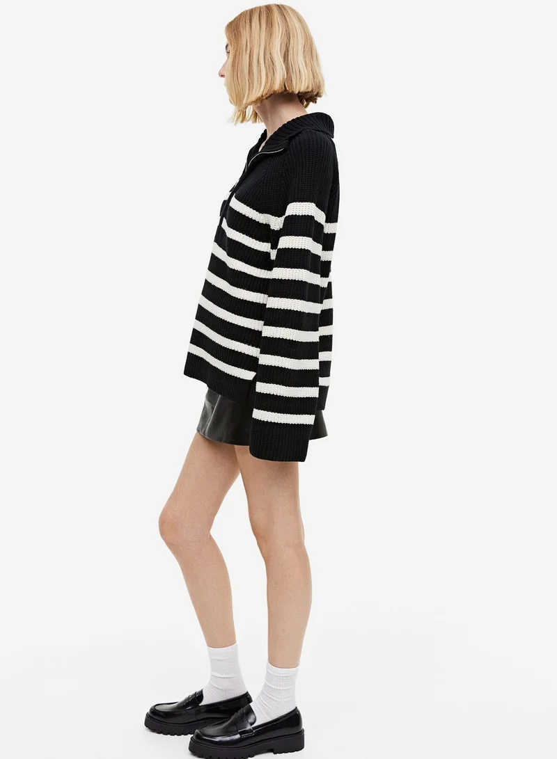 H&M Zip Neck Striped Sweater