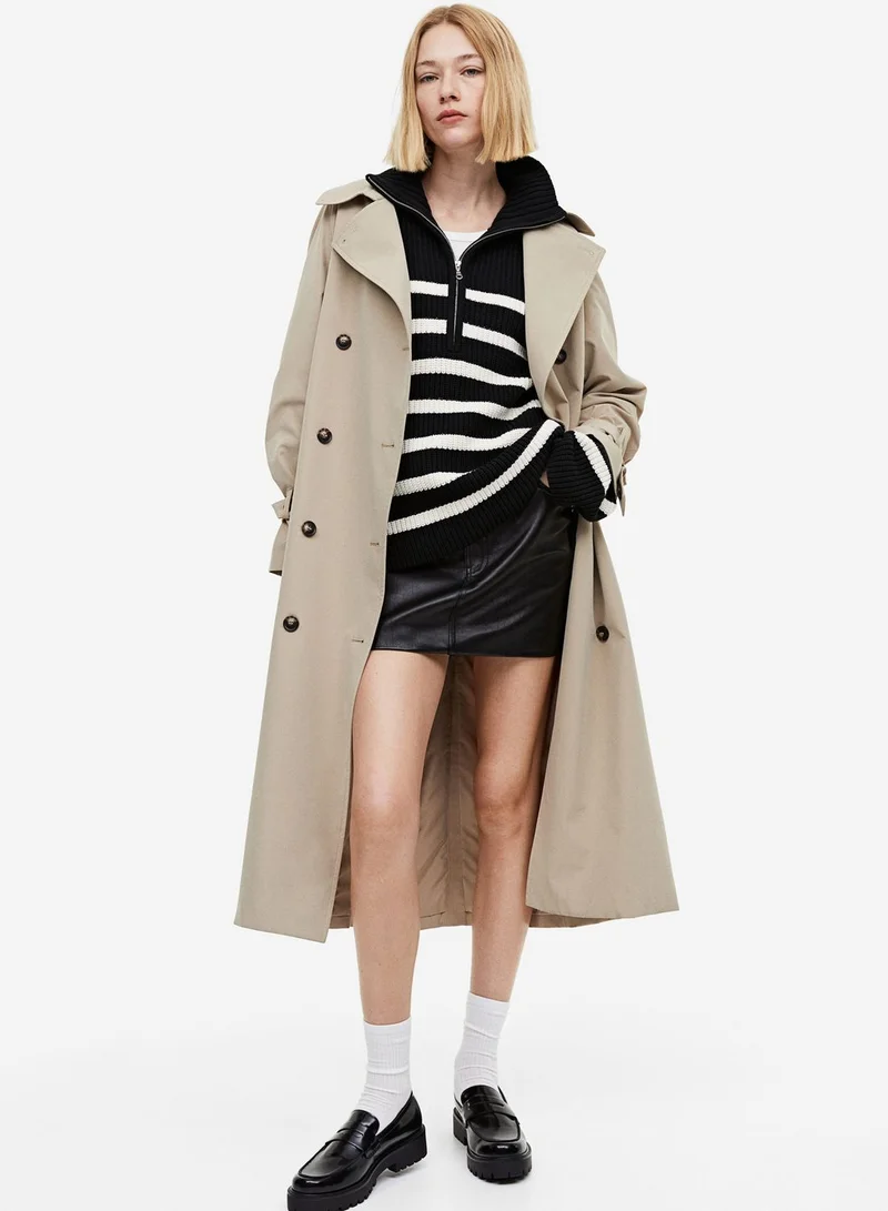 H&M Zip Neck Striped Sweater