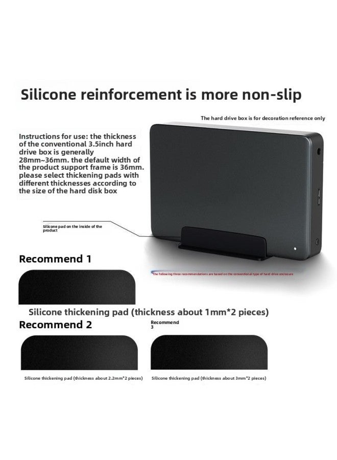 3.5 Inch Mobile Box Base Bracket Desktop Vertical Bracket Noise Reduction Storage For Green SSK-Capacity:[vertical Bracket] 3.5inch Box + 2 Pieces Of 3mm Silicone Thickening Pads  - Image 3