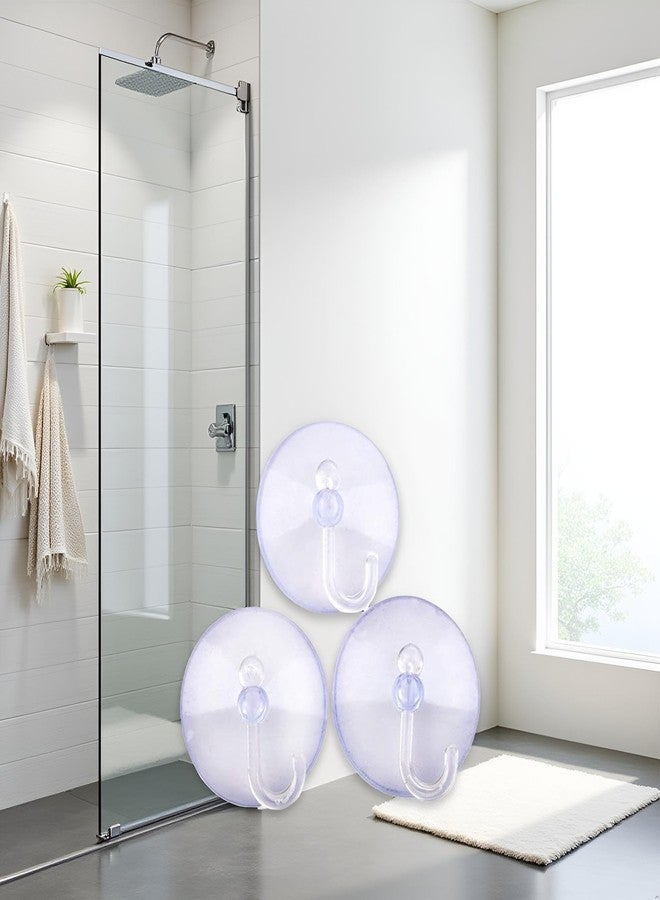 Zhuluck 3Pcs Transparent Bathroom Kitchen Clear Reusable Plastic Suction Cup Wall Hooks Hangers Vacuum Seamless Sucker Hook Attractive and Professional Utility Hooks Home Storage Hooks - Image 3