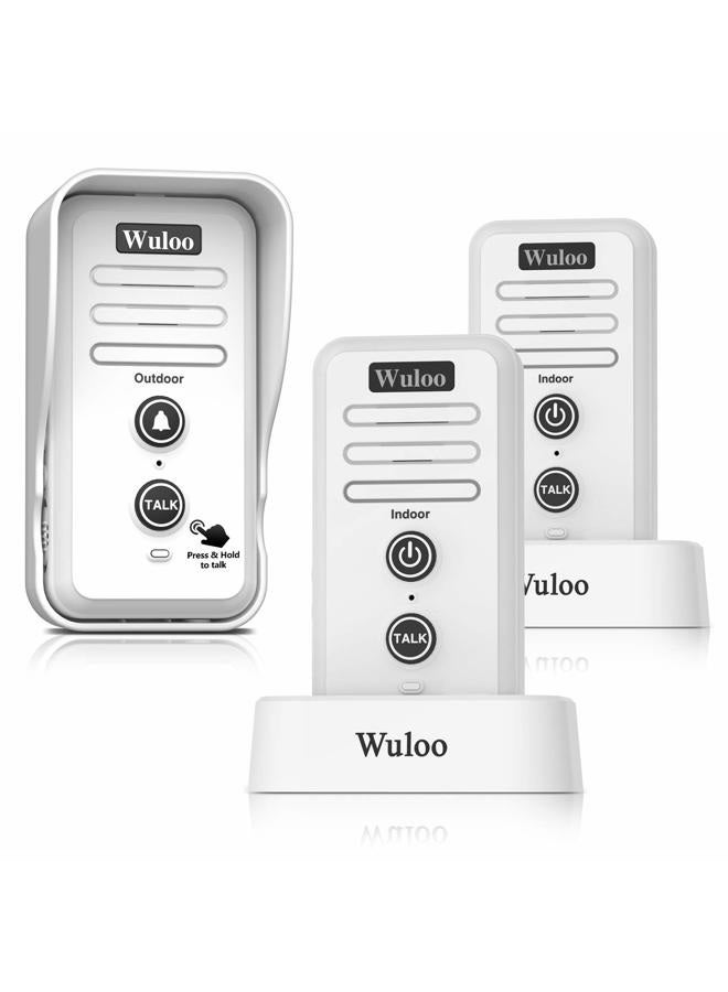 Wuloo Wireless Intercom Doorbell Chime for Home Intercomunicador (1T2 White) … - Image 1