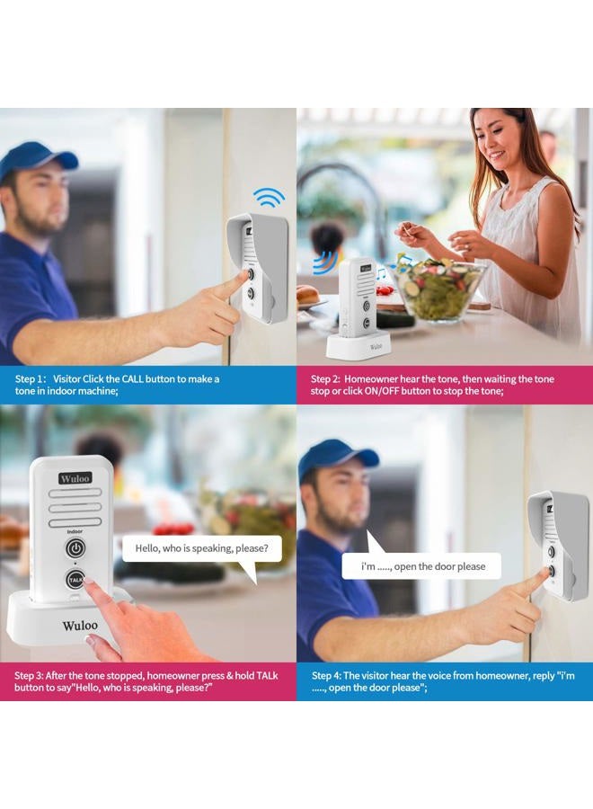 Wuloo Wireless Intercom Doorbell Chime for Home Intercomunicador (1T2 White) … - Image 2