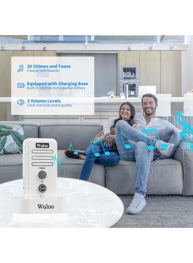 Wuloo Wireless Intercom Doorbell Chime for Home Intercomunicador (1T2 White) … - Image 3