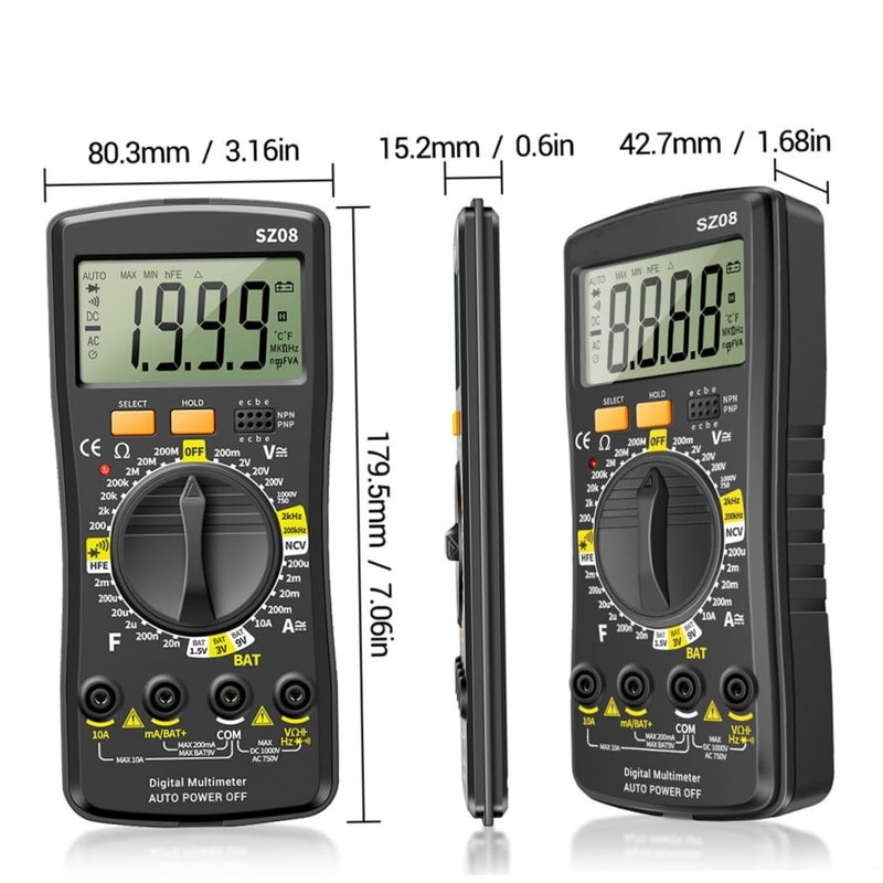 Compact Digital Multimeter AC DC Voltage Tester Capacitance Diode Home Repair - Image 4