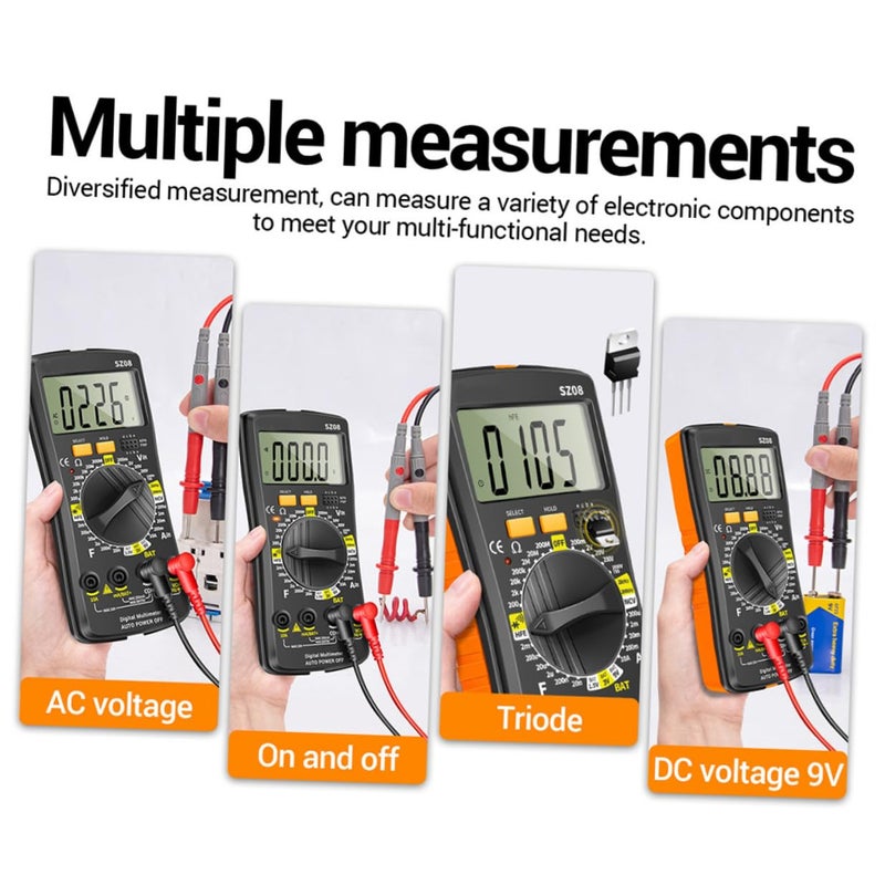 Compact Digital Multimeter AC DC Voltage Tester Capacitance Diode Home Repair - Image 3