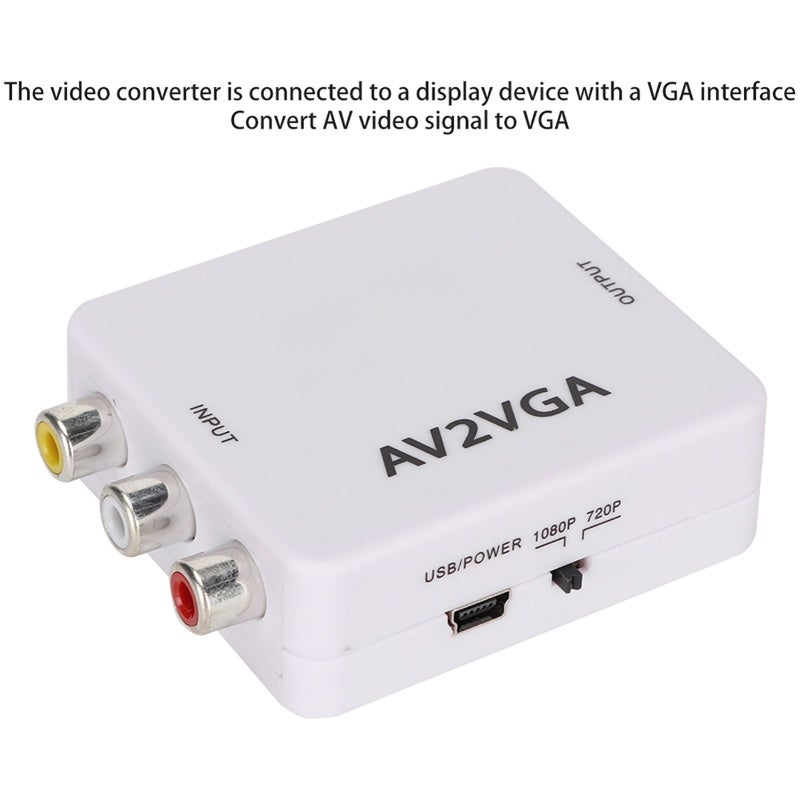 محول Mini AV إلى VGA للتوصيل والتشغيل - محول AV إلى VGA بدون الحاجة إلى تعريف - محول فيديو لأجهزة DVD وصناديق الاستقبال والشاشات - Image 1
