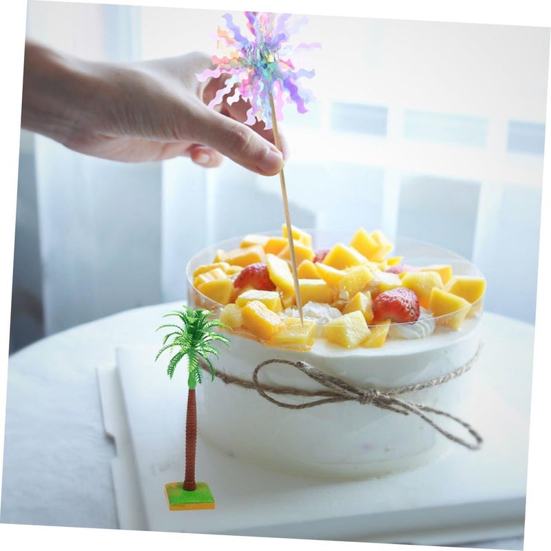 Green Palm Tree Cake Toppers 6 Pcs Mini Coconut Landscape Models For Dessert Decor - Image 4