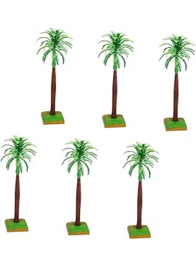 Green Palm Tree Cake Toppers 6 Pcs Mini Coconut Landscape Models For Dessert Decor - Image 1