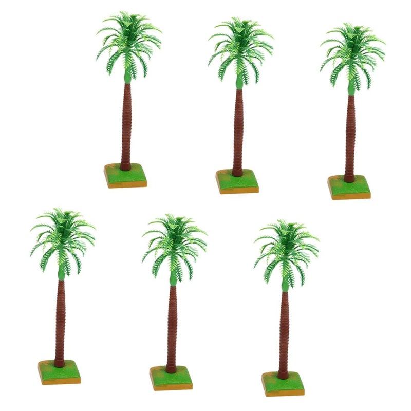 Green Palm Tree Cake Toppers 6 Pcs Mini Coconut Landscape Models For Dessert Decor - Image 2